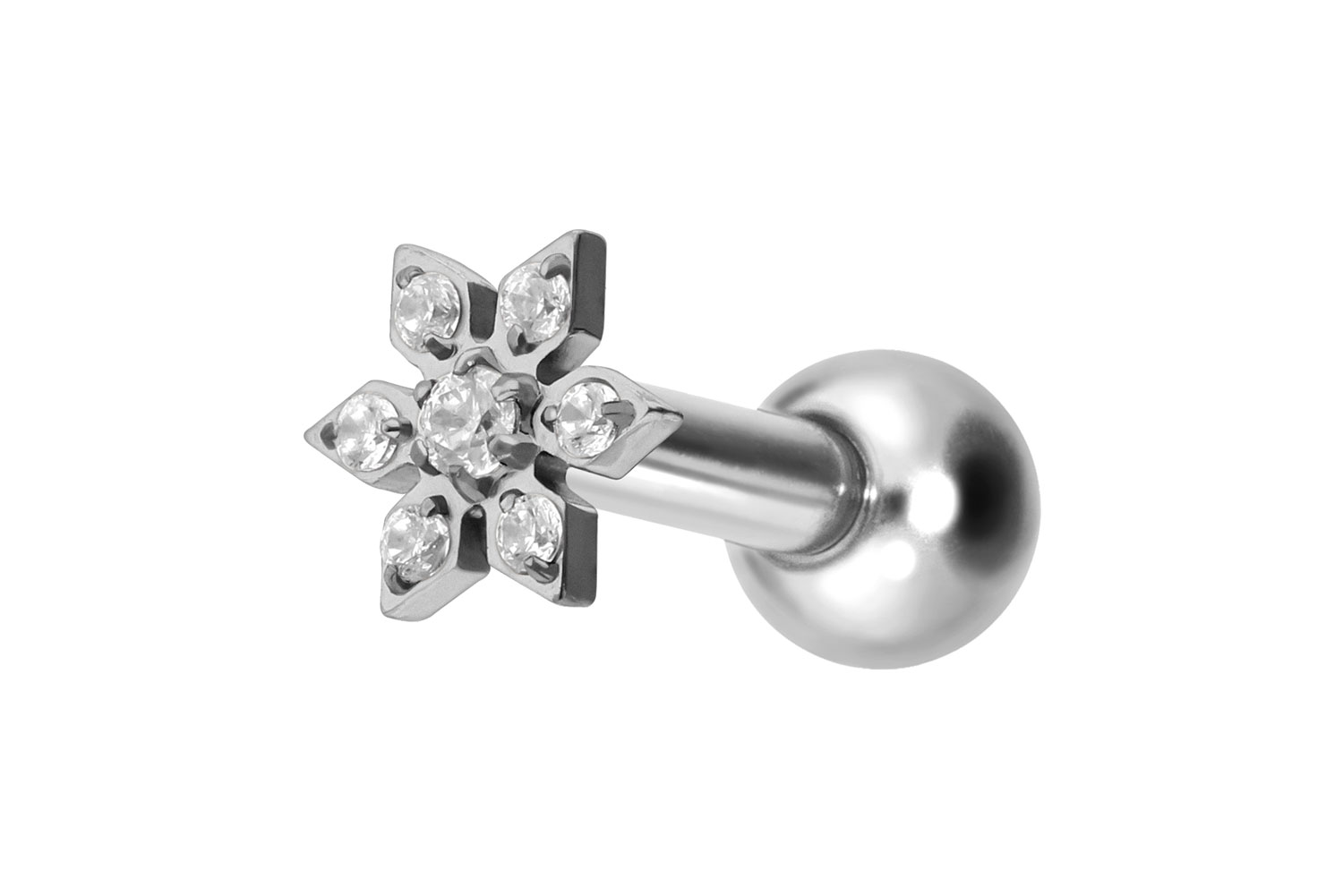 Titan Ohrpiercing mit Innengewinde KRISTALLBLUME